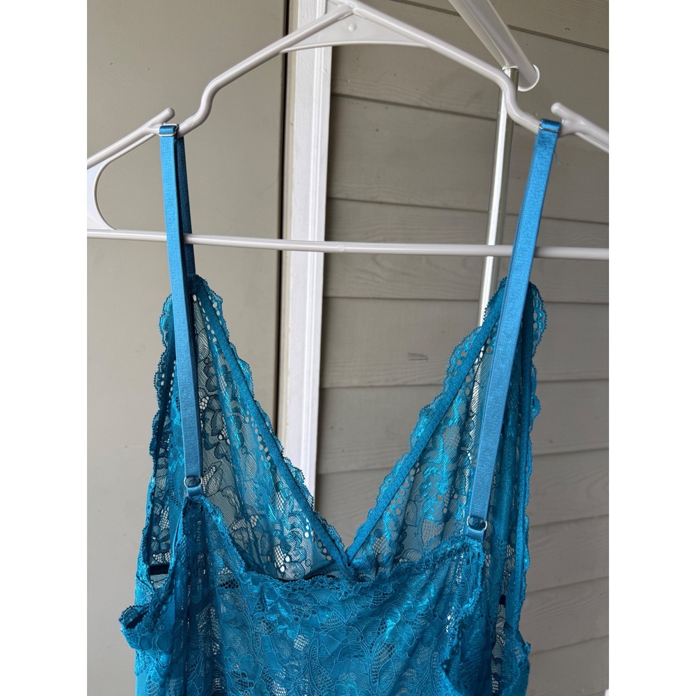 Avidlove Teal Lace Mesh Maxi Nightgown Lingerie Dress Plus Size 24W Whimsygoth - Picture 7 of 8